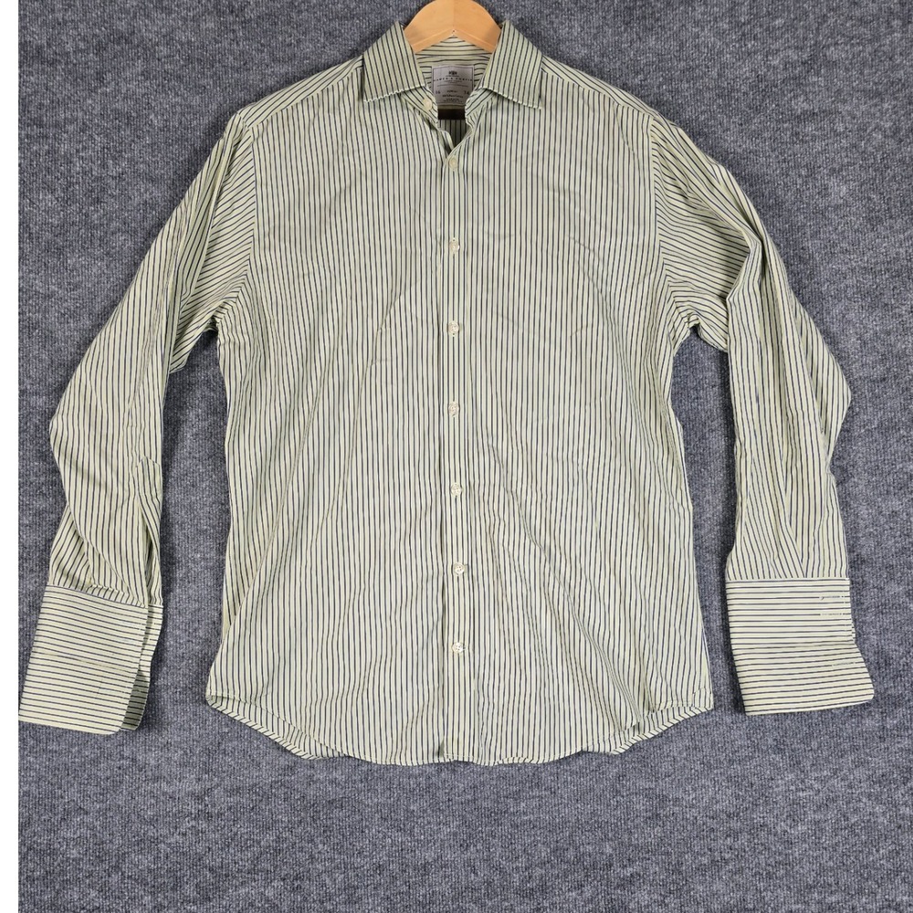 Hawes & Curtis Tailored Fit Striped Dress Shirt Men Size 16 41 86cm 34 Cotton